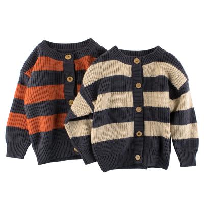 China Breathable Winter Autumn Fashion Design Kids Clothes Striped Cotton Girls Retro Cardigan Sweater for sale