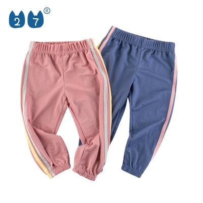 China New Arrival 100% Breathable Cotton Kids Children Boutique Girls Trousers Anti-pilling Stripe Casual Sport for sale