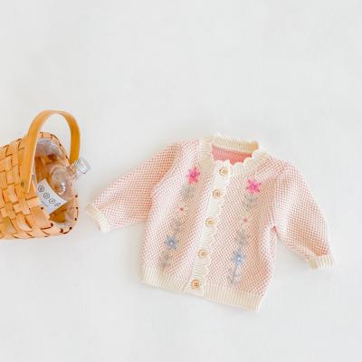 China Central Institute of Statistics 2020 Europe and America Spring and Autumn Baby Sweater Baby Knitwear Knitted All-match Handmade Embroidered Coat Coat Cardigan for sale