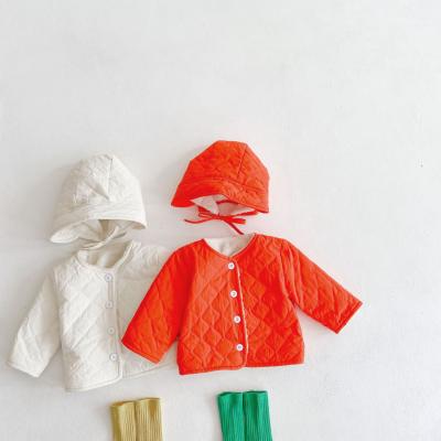 China INS Europe and America warm baby coat winter clothes children plus velvet thickened small sleeve all-match long coat with hat for sale