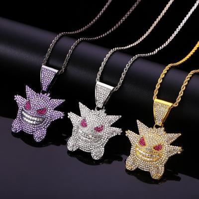 China Fashion Europe And America Hip Hop Cartoon Necklace For Men For Women Personality Monster Small Inlaid Zircon Party Jewelry Pendant Gifts for sale