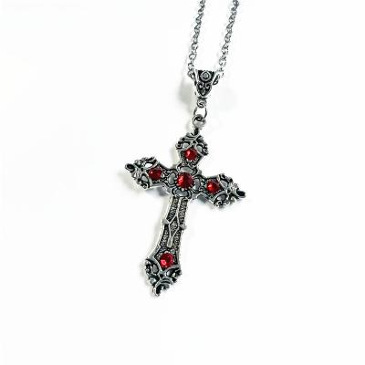 China Europe and America Vintage Christian Cross Necklace For Women Baroque Men's Silver Color With Crystals Crucifix Gothic Symbol Easter Unisex Jewelry for sale