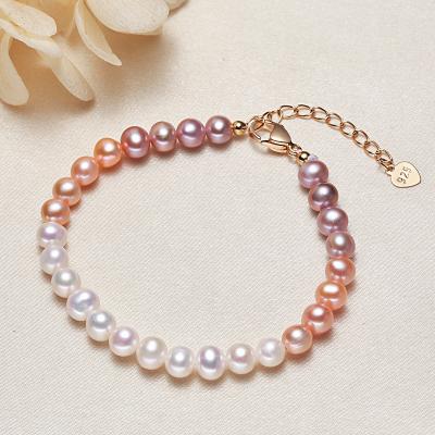 China CLASSIC 100% Real Cultured Freshwater Pearl Bracelet For Women Girl Gift Women Colorful Pearl Bracelets & Bangles Jewelry for sale