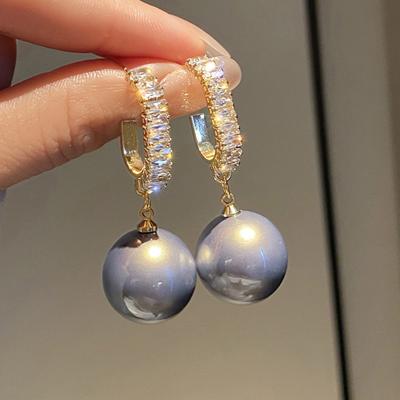 China 2023 New Fashion CLASSIC Korean White Pearl Drop Earrings For Women Shiny Crystal Exquisite Earrings Wedding Party Engagement Jewelry for sale