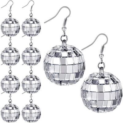 China Hot Selling CLASSIC Party 24mm Mini Mirror Disco Ball Fashion Vintage Drop Earrings 24mm Drop Earrings For Women Ball 60s Or 70s for sale