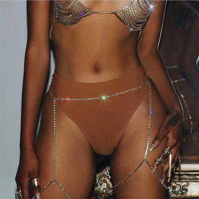 China Charming Vintage Shiny Crystal Women's Waist Chain Women's Sexy Leg Thigh Chain Summer Beach Bikini Body Accessories for sale