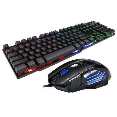 China AN-300 Wired 104Keys Backlit Multimedia Ergonomic Gaming Keyboard and Mouse with Laser Printing + 2400DPI 7D Gaming mouse en venta