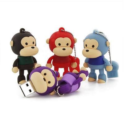 China custom Monkey Shape 16GB USB 2.0 Flash Drive with Keychain Cute Animal Pen Drive Thumb Drive Memory Stick for sale