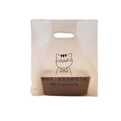 China Recyclable Convenient Custom Printed Clear Pictures Carrier Bags Stick On Loop Handle Die Cut Merchandise Shopping Bag for sale