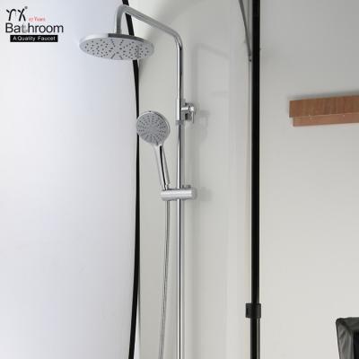 China With Sliding Bar 5 Pieces Shower Faucet Modern Style Exposed Shower Faucet CUPC Chrome Wall Mounted Shower Faucet For Bathroom for sale