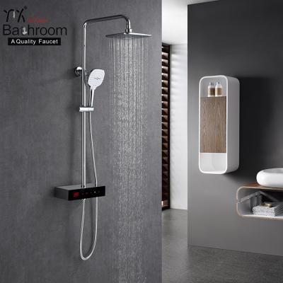 China With Slide Bar Kaiping Full-touch Shower Faucet Bathroom Thermostatic Smart Digital Rainfall Shower Set for sale