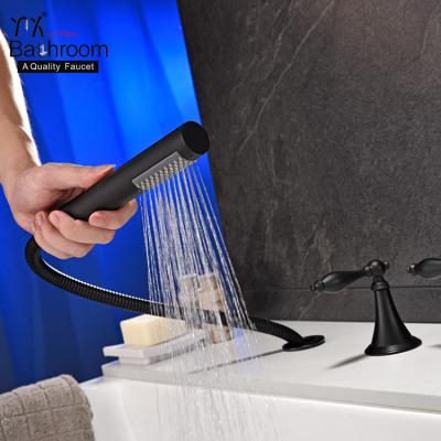 China Without Slide Bar Bathroom Shower Parts Calls 5 Hole Bath Faucet Matte Black Tub Faucet for sale