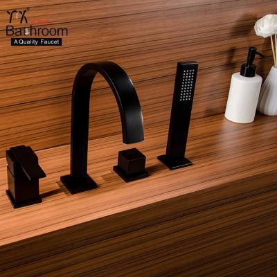 China Without Slide Bar Contemporary Deck Mounted Tub Shower Faucet Matte Black Tub Faucet for sale