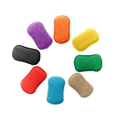 China Sustainable Bearfamily Eco Material Scrubbing Pad Kitchen Cleaner Microfiber Scrub Sponge for sale