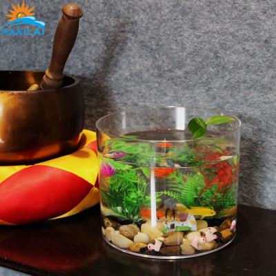 China NAXILAI Mini Round Acrylic Tube Small Betta Fish Tank Floor Unique Large Acrylic Viable Cylinder Fish Tank for sale