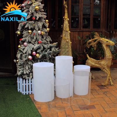 China Durable NAXILAI Wedding White Cylindrical Pedestal Display Pedestals Round Pedestals Wedding Column Wedding High End White for sale