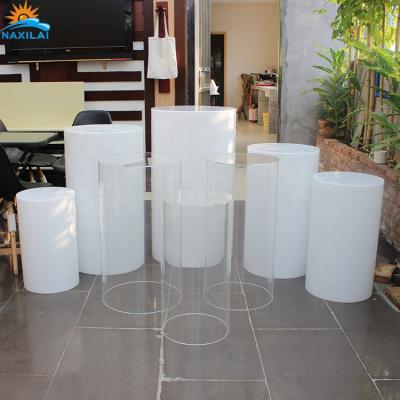 China NAXILAI Durable Pillar Pedestal White Display Pedestals Wedding Acrylic Pedestal Cylinder Pedestal High Quality Goods Show Racks for sale