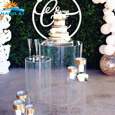 China NAXILAI Wedding Party Decoration Durable White Round Acrylic Pedestal Display Clear Acrylic Pedestal Stands for sale