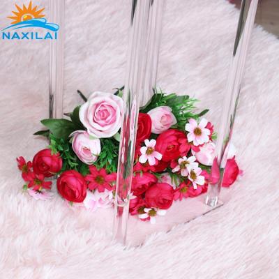 China NAXILAI Wedding Centerpieces Durable Cake Stand Hanging Crystals Flower Halo Stand For Table Centerpieces for sale