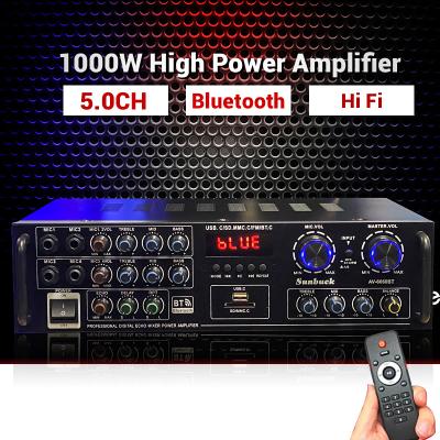 China 6060BT Amp 4xMic Digital Tooth Karaoke 1000w FM USB Home Power Amplifier Stereo High Fidelity Blue Channel Audio Subwoofer 5 K18012 for sale