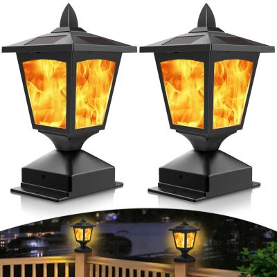 China Solar Garden Post Flame Light, Outdoor Waterproof Solar Post Light with Flickering Flame for 4x4 5x5 6x6 Post, Solar Garden Lights for sale