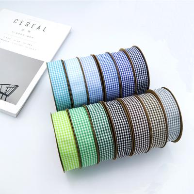 China Eco-friendly Hot Sale 25MM Color Lattice Ribbon Factory High End Cool Gingham Ribbon for sale