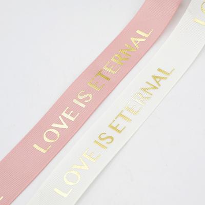 China Custom printed satin ribbons grosgrain satin ribbons light pink and white beautiful 1inch eco-friendly wholesale for sale