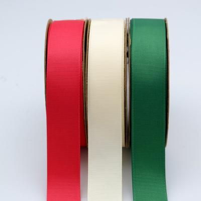 China Eco-friendly Christmas Gift Ribbon 100% Polyester Grosgrain Ribbon For Gift Wrapping Rolls Custom Hair Bow Ribbon With Logo for sale