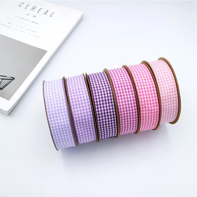 China Eco-friendly Ribbon Wholesale 25mm Width Woven Pink Color Ribbon For Valentine's Day Gift Box Packaging Bows Wedding Anniversary Ribbon Roll for sale