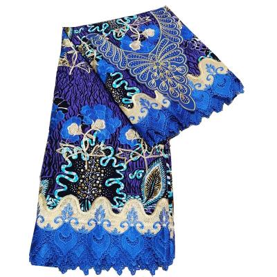 China Sustainable African Ankara Set Matching Wax Lace Collar Fabric for sale