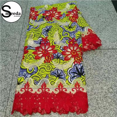 China Sustainable African Wax Embroidery Wax Fabric 100% Cotton Guipure for sale