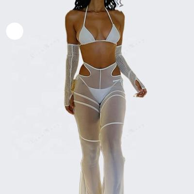 China AS150 Solid Color Solid Color QUICK DRY Halter Neck Cavity Pants Set New Summer 2022 Backless Casual Two Piece Pants Suit QUICK DRY for sale