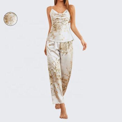 China Ladies Two-Piece Cherry Pajamas Spring Sling Trousers Homewear Women's Sleepwear Set Slim Comfortable Summer QUICK DRY LIANMENG S1013 for sale