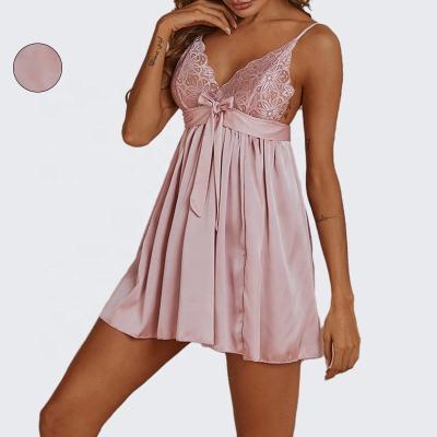 China LIANMENG S6058 Amazon ladies nightgown ladies nightwear homewear suit summer lace QUICK DRY thin American European spring v QUICK DRY for sale