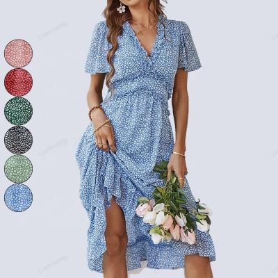 China Breathable Chain Print Long Sleeve Maxi Dress Floral Print Dress AS038 Mixed Print Dress for sale