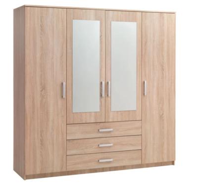 China MS bedroom furniture 3 drawer 4 door Wardrobe with mirror for sale