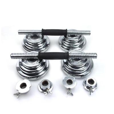 China Home Use Gym Dumbbell Weightlifting Used Chrome Cast Iron Barbell Dumbbell Electroplating Set for sale