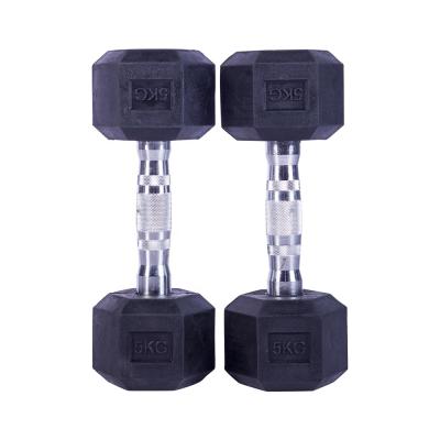 China Durable Rubber Coated Hex Gym Fitness Weight Dumbbell Fixed Set for sale