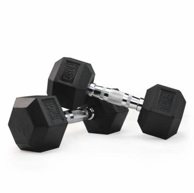 China Universal Fitness Weighs Dumbbell Hex Gym Basic Equipment Rubber Coated Hex Dumbbell for sale