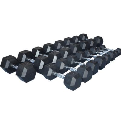 China 1kg-50kg Gym Mute High Quality Weightlifting Rubber Fixed Built-in Dumbbell for sale