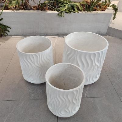 China 22 Pound Fiber Clay Planter Reinforced For Flower And Green Plant for sale