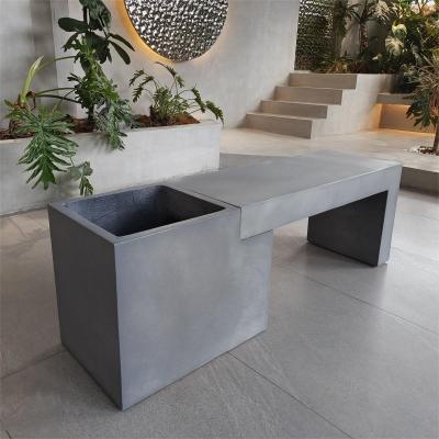 China Rectangular GRC Concrete Patio Table Garden Furniture Outdoor Concrete Benches for sale