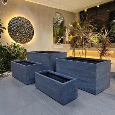 China Large Rectangle Fiberglass Planter Box For Outdoor Garden Flower Plant for sale