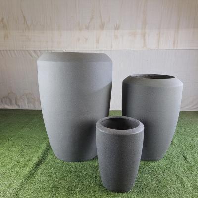 China Modern Indoor Outdoor Round Fiber Cement Pot For Home Garden Flower Plant Pot for sale