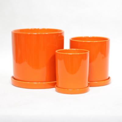 China Sleek And Glossy Ceramic Flower Pots With Holes Craftsmanship for sale