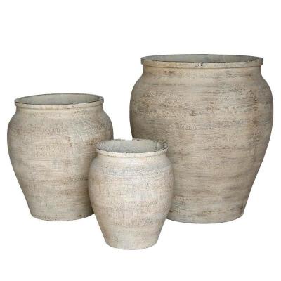 China Modern Ceramic Large Cement Pots Cement Flower Pots with Drainage and UV Protection for sale