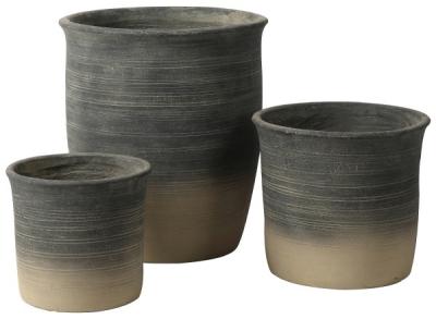 China Outdoor Round Cement Planter Pots Frost Resistant With Drainage Holes for sale