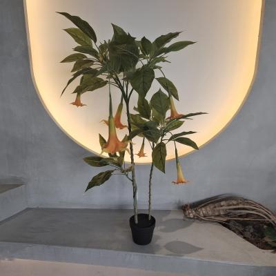 China Insect Resistant Lifelike Artificial Plants Artificial Datura Tree For Home Decor for sale