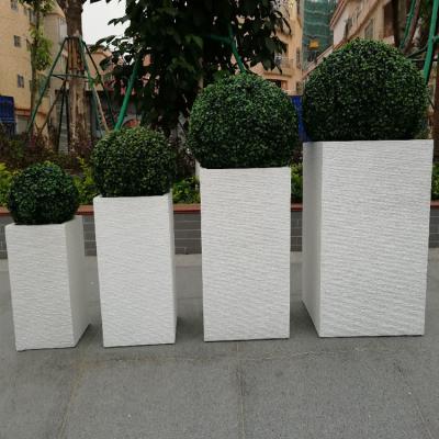 China Indoor Outdoor Fiber Clay Flower Pot Light Weight Fibre Clay Plant Box For Garden for sale