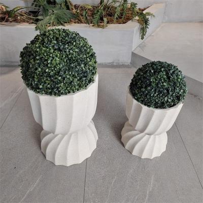 China Round Fiber Clay Planter in Modern Style with Textured Surface and Weather-Resistant Material for sale